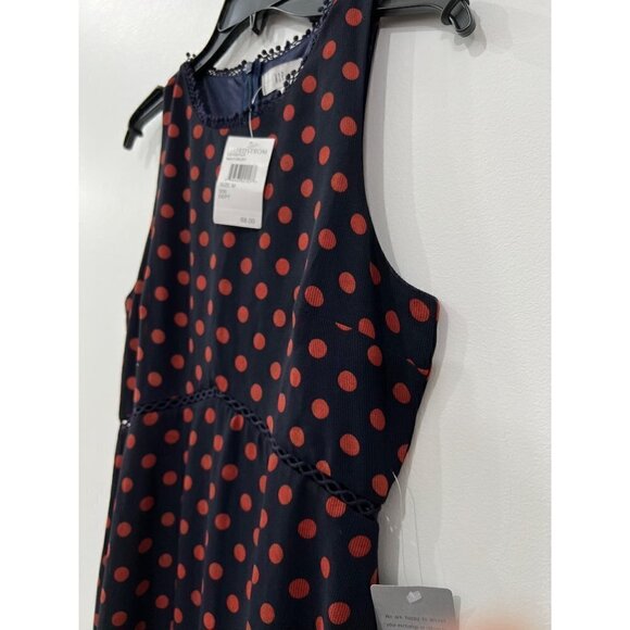 NWTD NSR Size M Polka Dot Print Sleeveless Ruffle Maxi Dress Navy Rust - Picture 14 of 15